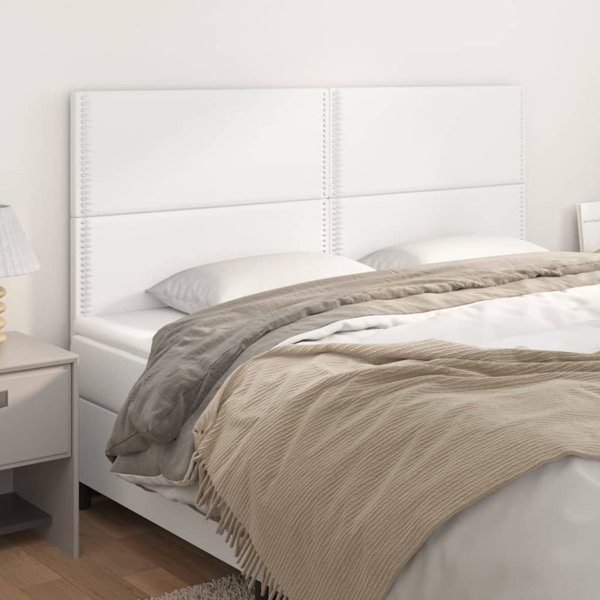 vidaXL Ζαγκλώσεις για κρεβάτι, 4 τεμάχια, λευκό, 100x5x78/88 εκ., συνθετικό δέρμα