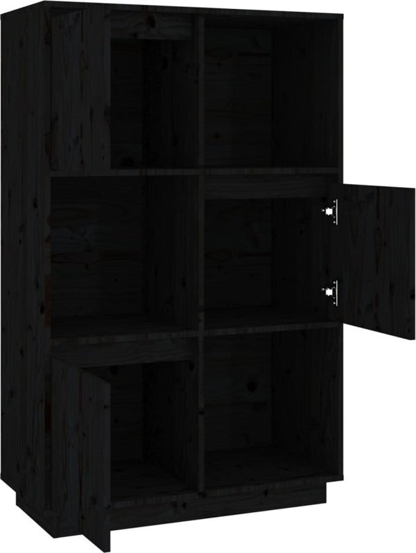 vidaXL Wysoka szafka, czarna, 74x35x117 cm, lite drewno sosnowe