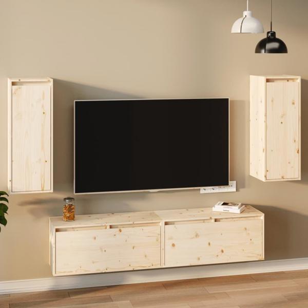 vidaXL Τοίχια ντουλάπια, σετ 2 τεμ., 30x30x80 εκ., από μασίφ πεύκο