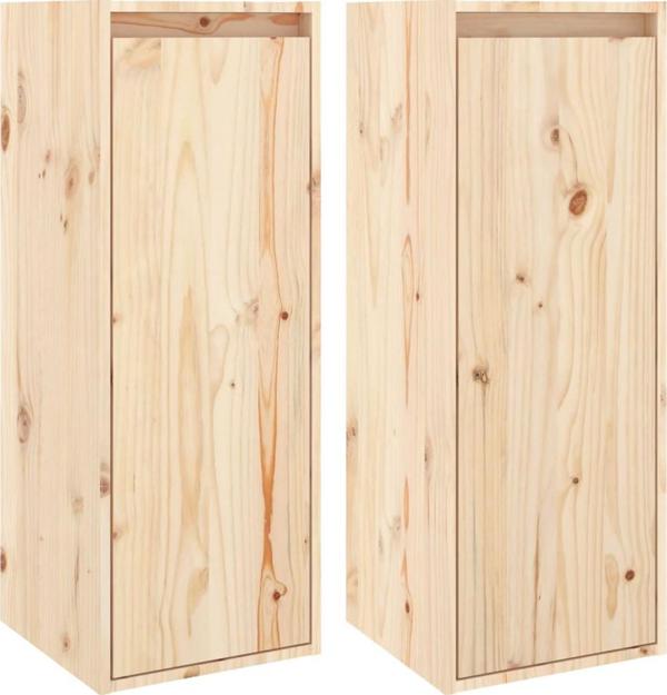 vidaXL Τοίχια ντουλάπια, σετ 2 τεμ., 30x30x80 εκ., από μασίφ πεύκο