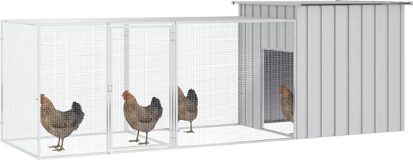 vidaXL Κλωβός για κοτόπουλα, γκρίζος, 300x91x100 cm, ατσάλι