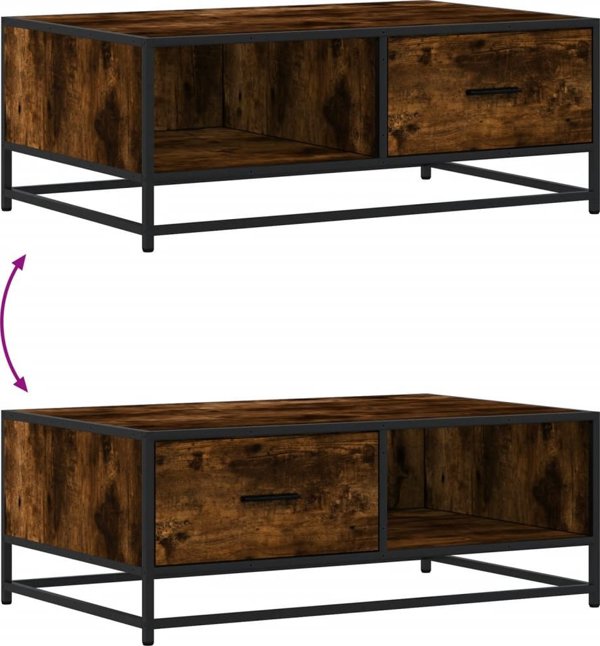 vidaXL Τραπεζάκι Καφέ, Καπνιστό Δρυς, 90x57x35 εκ.