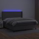 vidaXL κρεβάτι κοντινεντάλ με στρώμα και LED, γκρι οικοδέρμα, 180x200εκ