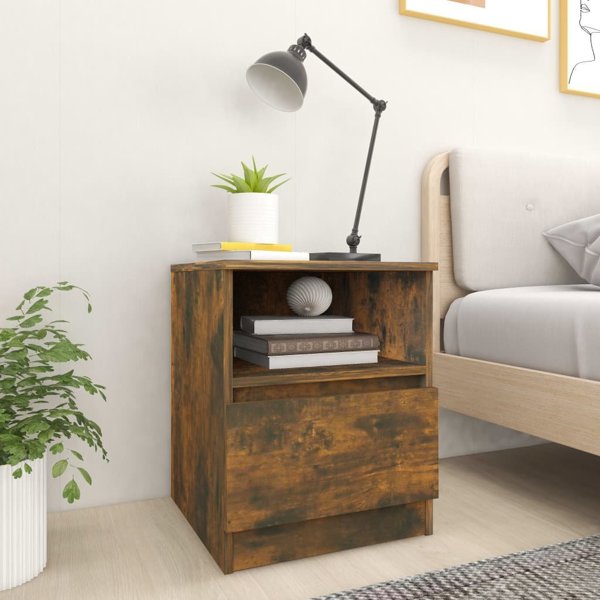 vidaXL Κομοδίνα, 2 τεμ., καπνιστή δρυς, 40x40x50 εκ