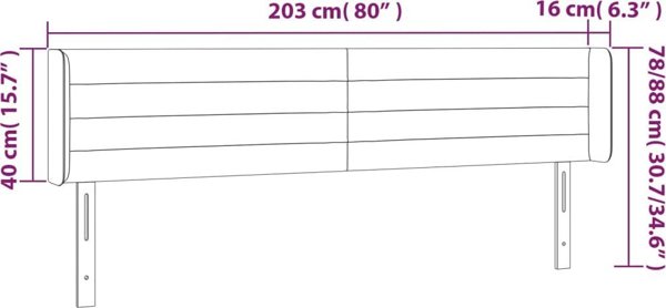 vidaXL Υποστρώματα κρεβατιού uszak, σκούρο γκρι, 203x16x78/88 εκ., ύφασμα