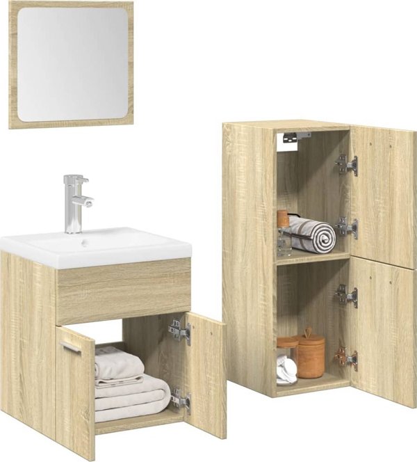 vidaXL Tris-meres set epiplon banioy drou sonoma