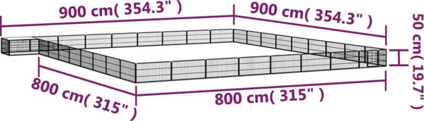 vidaXL vidaXL Kojec dla psa, 36 panele, czarny, 100x50 cm, stal