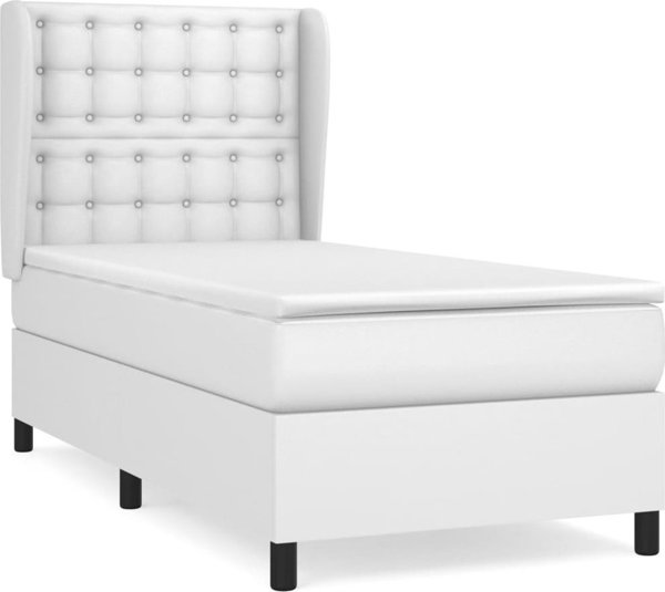vidaXL Κρεβάτι Continental με στρώμα, λευκό, οικοδερμα 100x200 εκ