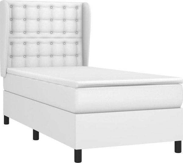 vidaXL Κρεβάτι Continental με στρώμα, λευκό, οικοδερμα 100x200 εκ