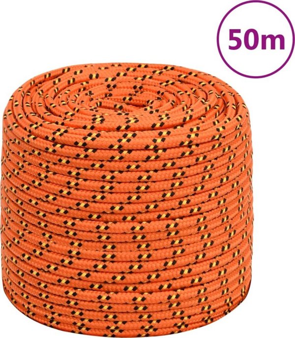 vidaXL Σχοινί ιστιοπλοΐας, πορτοκαλί, 10 mm, 50 m, πολυπροπυλένιο
