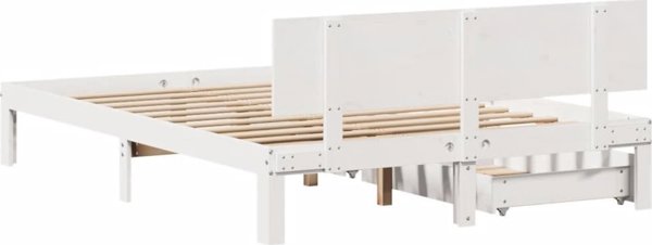 vidaXL Rama κρεβατιού με συρτάρια, λευκή, 120x200 εκ, πεύκο