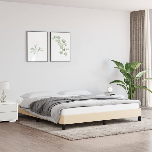 vidaXL Κορνίζα κρεβατιού, κρεμ, 180x200 cm, υφασμάτινη επένδυση