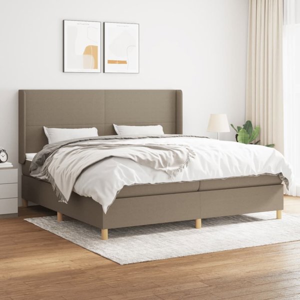 vidaXL Κρεβάτι Continental με Στρώμα, Taupe Υφασμάτινο, 200x200 εκ.
