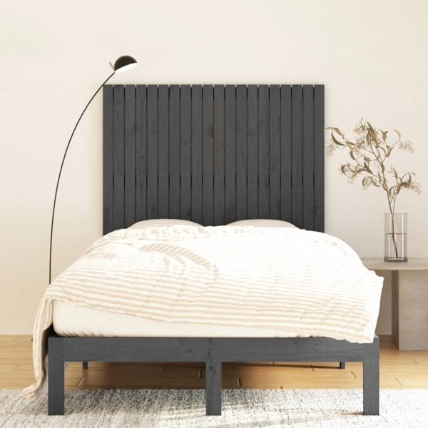 vidaXL Κεφαλάρι κρεβατιού, γκρι, 127,5x3x110 cm, μασίφ πεύκο