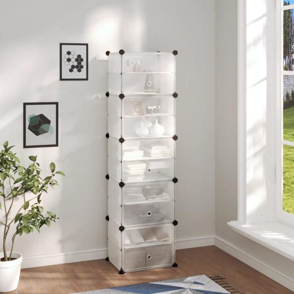vidaXL vidaXL Stojak na buty, przezroczysty, 44x31,5x153,5 cm, PP