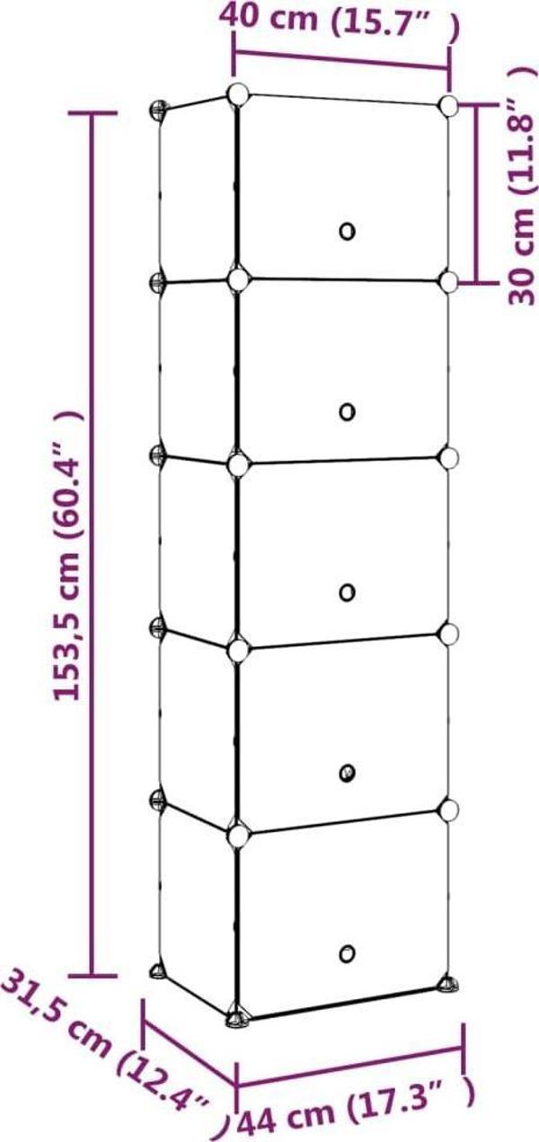 vidaXL vidaXL Stojak na buty, przezroczysty, 44x31,5x153,5 cm, PP