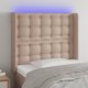 vidaXL Zaglowek do lotzka me LED, cappuccino, 103x16x118/128 cm, ekoskora