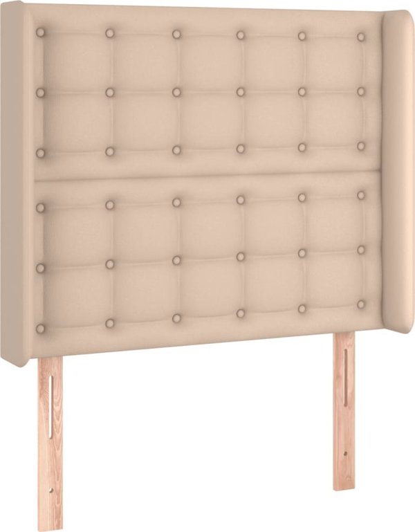 vidaXL Zaglowek do lotzka me LED, cappuccino, 103x16x118/128 cm, ekoskora