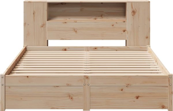 vidaXL Κρεβάτι με ράφι, χωρίς στρώμα, 160x200 εκ., πεύκο