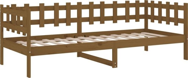 vidaXL Κρεβάτι ημέρας, μελί καφέ, 90x200 cm, μασίφ ξύλο πεύκου