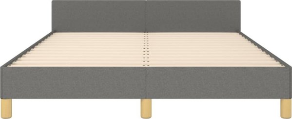 vidaXL Κρεβάτι με κεφαλάρι, σκούρο γκρι, 140x200 cm, επενδυμένο με ύφασμα