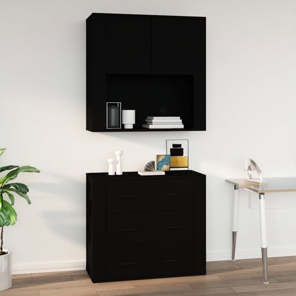 Μαύρο επιτοίχιο ντουλάπι 80x33x80 cm από υλικό ξύλου