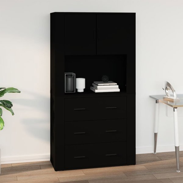 Μαύρο επιτοίχιο ντουλάπι 80x33x80 cm από υλικό ξύλου