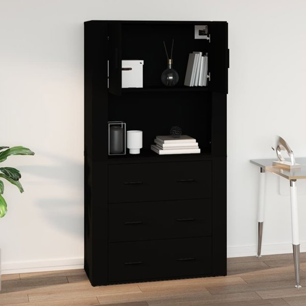 Μαύρο επιτοίχιο ντουλάπι 80x33x80 cm από υλικό ξύλου