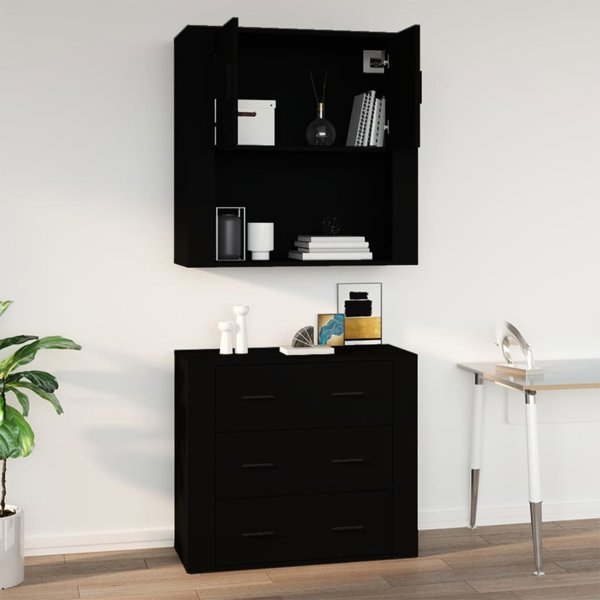 Μαύρο επιτοίχιο ντουλάπι 80x33x80 cm από υλικό ξύλου