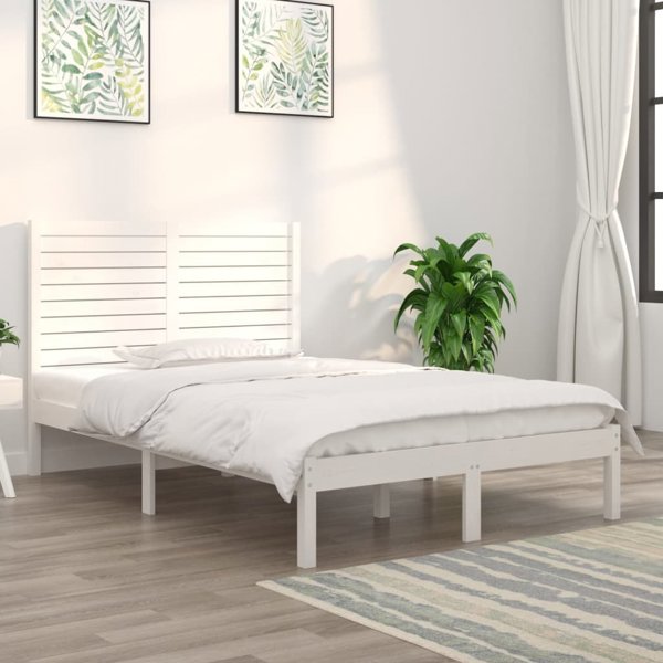 vidaXL Πλαίσιο κρεβατιού λευκό lite ξύλο 120x190 cm διπλό