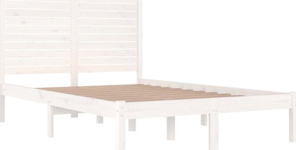vidaXL Πλαίσιο κρεβατιού λευκό lite ξύλο 120x190 cm διπλό