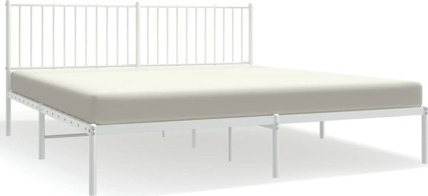 vidaXL Μεταλλικό πλαίσιο κρεβατιού με κεφαλάρι σε λευκό, 183x213 cm
