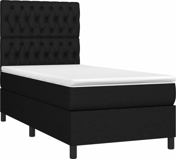 vidaXL Κρεβάτι Continental με στρώμα, μαύρο, 100x200 εκ., ύφασμα
