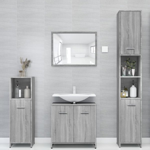 vidaXL Ντουλάπα μπάνιου, γκρι σονόμα δρυς, 30x30x183,5 εκ.