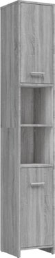 vidaXL Ντουλάπα μπάνιου, γκρι σονόμα δρυς, 30x30x183,5 εκ.