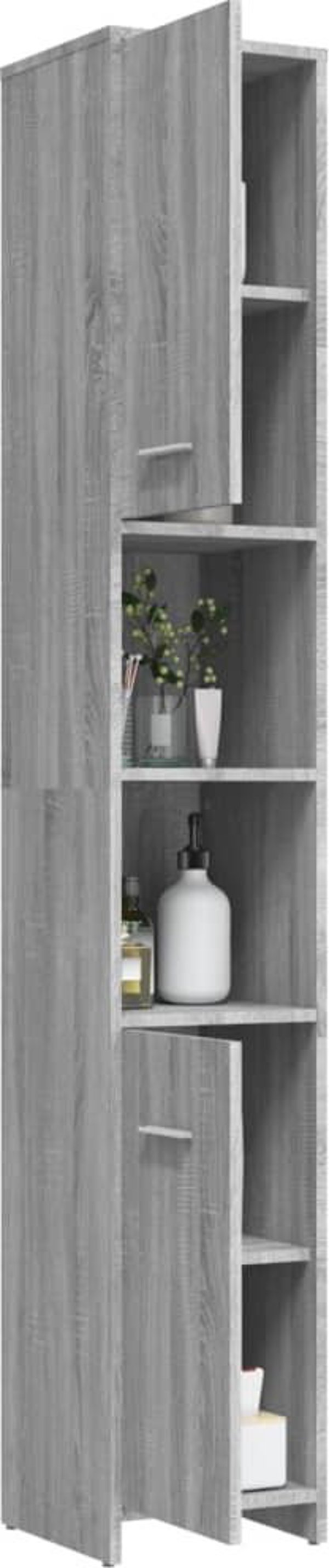 vidaXL Ντουλάπα μπάνιου, γκρι σονόμα δρυς, 30x30x183,5 εκ.