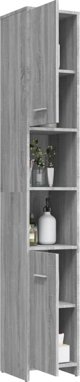 vidaXL Ντουλάπα μπάνιου, γκρι σονόμα δρυς, 30x30x183,5 εκ.
