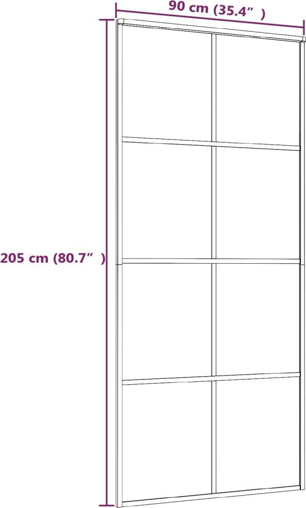 vidaXL Συρόμενη πόρτα, μαύρη, 90x205 εκ, γυαλί ESG και αλουμίνιο