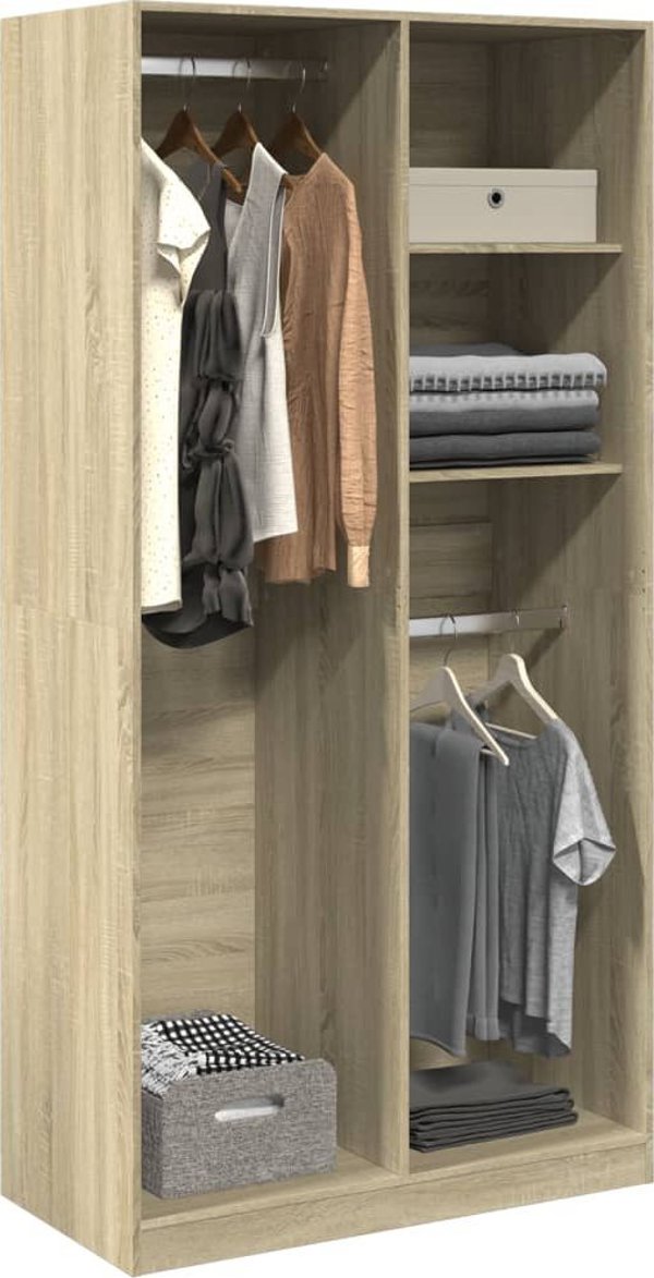 vidaXL Ντουλάπα δρυς sonoma, 100x50x200 εκ., από ξύλο σύνθετο