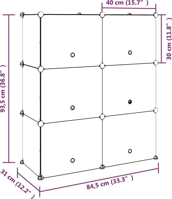 vidaXL vidaXL Stojak na buty, czarny, 84,5x31x93,5 cm, PP