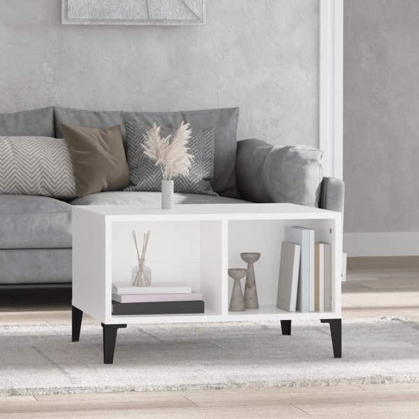 vidaXL Τραπεζάκι Καφέ, Λευκό, 60x50x36,5 εκ, Συνθετικό Ξύλο