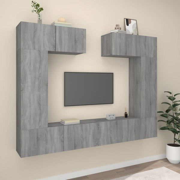 vidaXL Σετ 6 ντουλαπιών TV, γκρι δρυς sonoma, υλικό ξύλου