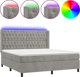 vidaXL Κρεβάτι Κοντινεντάλ με Στρώμα και LED, γκρι 160x200cm, βελούδο
