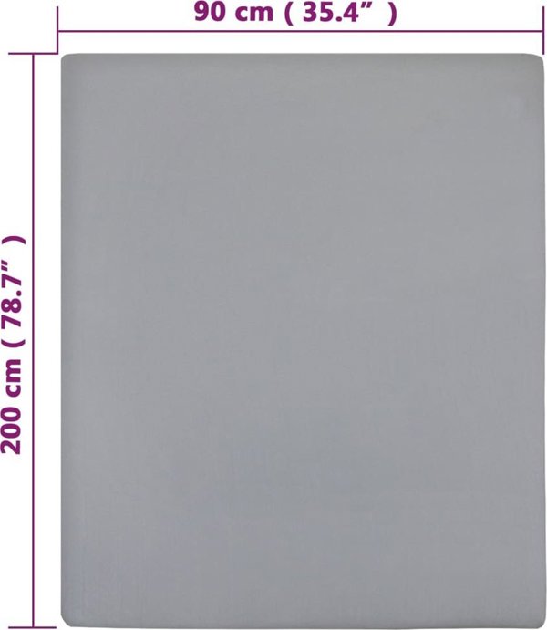vidaXL Σεντόνια, 2 τεμάχια, γκρι, 90x200 cm, βαμβακερό jersey