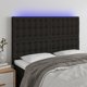 vidaXL Zaglowek do lozkaw z LED, czarny, 144x5x118/128 cm, tkanina