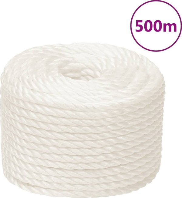 vidaXL Linka robocza, λευκή, 12 mm, 500 m, πολυπροπυλένιο