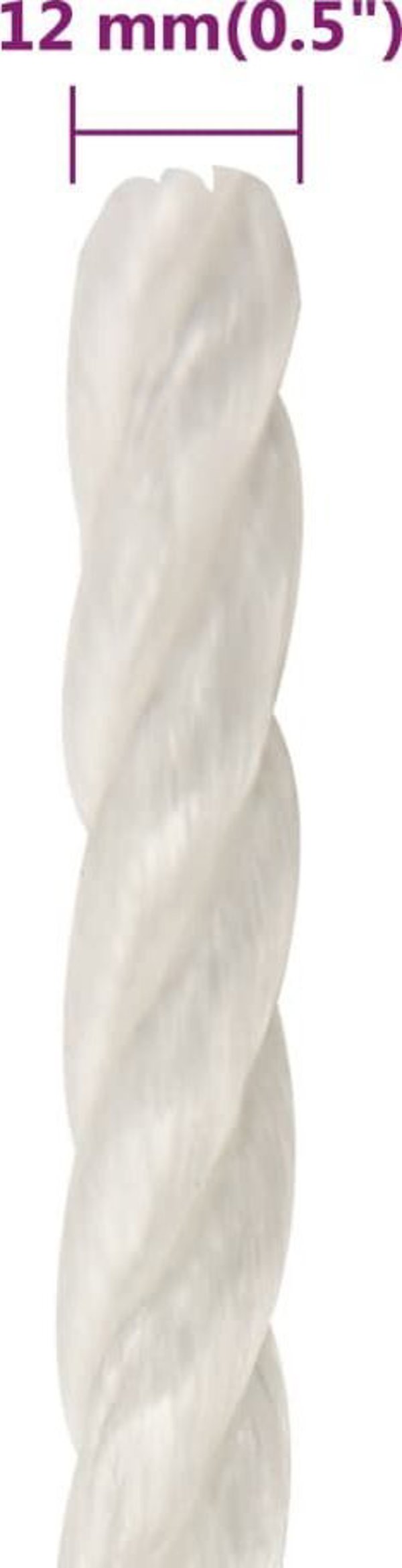 vidaXL Linka robocza, λευκή, 12 mm, 500 m, πολυπροπυλένιο