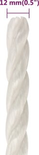 vidaXL Linka robocza, λευκή, 12 mm, 500 m, πολυπροπυλένιο