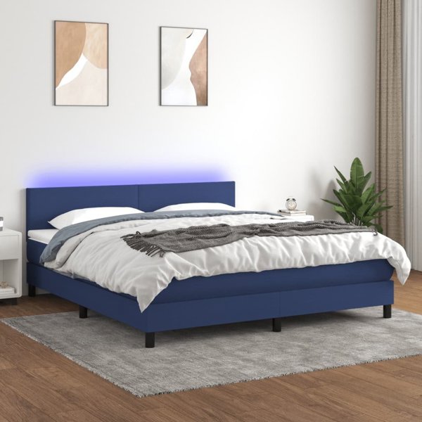 vidaXL Κρεβάτι κοντινεντάλ με στρώμα, μπλε, 160x200 cm, ύφασμα
