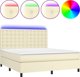vidaXL Κρεβάτι Kontynentalne με LED, στρώμα, κρεμ, συνθετικό δέρμα 180x200cm
